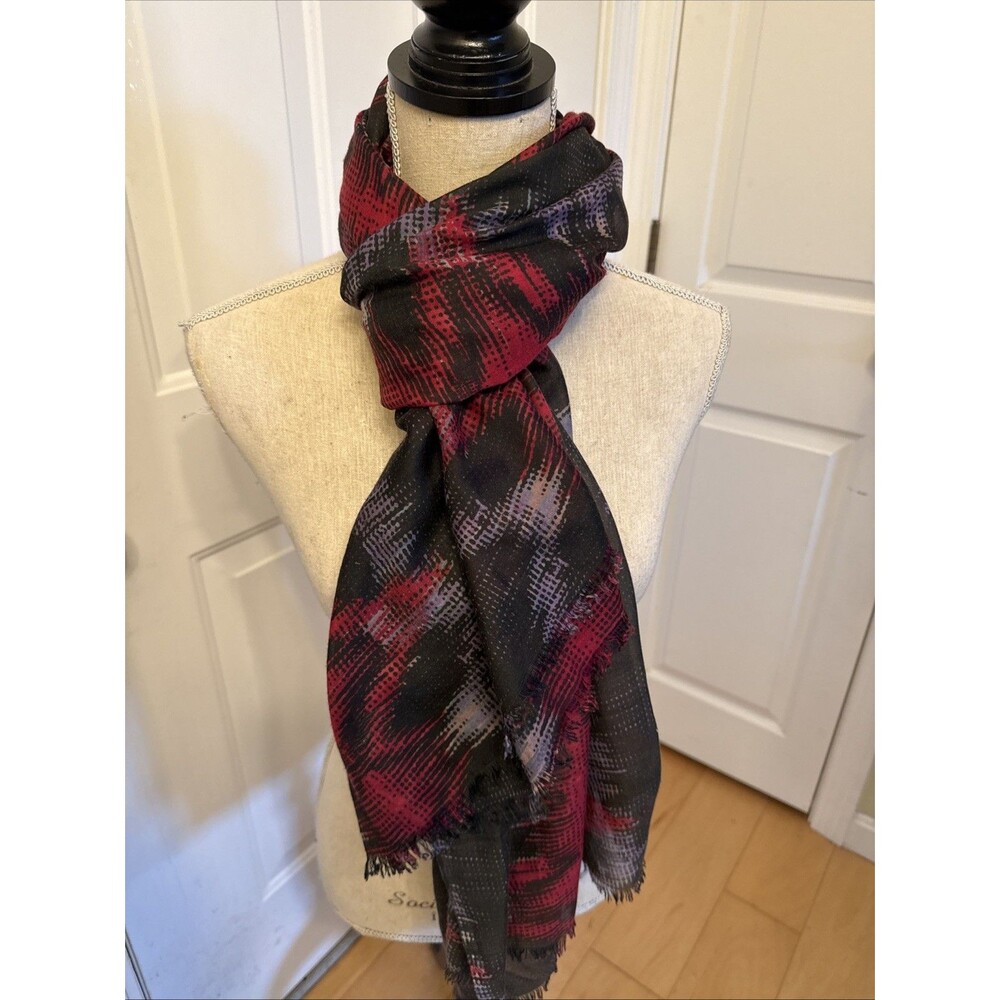 ABSTRACT ART SCARF unbranded Black Red Purple Full Long Scarf Wrap Shawl